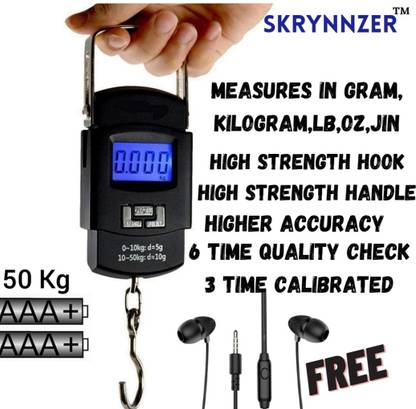 skrynnzer FreeEarphone 50 Kg Hook Type Digital Weight Scale,Cylinder Weight Scale, Luggage Weight Scale,50Kilogram,Hanging Weight Scale,Weight Scale, Cylinder Weight Scale, Luggage Weight Machine, Luggage Weight Scale, Hook Weight Machine,Hook Weight Scale, Cylinder Weight Machine,Hook Weight Machine,kata,tarazu,taraju,weighting scale,terazu,weight machine,weight machine digital,weight,electronic tarazu,electronic taraju,electronic kata,electric weight machine,electric scale,computer kata, digital tarazu,digital kata,weight machine,vajan machine,weight machine,kirana weight machine, Grocery Weight Machine,teraju,shop,vajan kata,digital tarazu,kirana weight machine,digital taraju,weighing scale,taraju,digital kata,grocery weight machine,weight machine,weighting machine,vajan kata,kata,shop kata,shop taraju,electronic weighing scale,weighing scale, kitchen scale, weight machine, weight scale,weighing machine, weighting machine,weight scale, electronic digital scale,digital weighing scale,kata,digital weighing scale, Weighing Scale