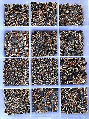 Ashapura raw material Kundan Stone kit with Storage Box (12 Shape[3000 pieces-250 Each Shape],Golden) for Jewellery Making, Bangles, Embroidery, Craft and Cloth Works.