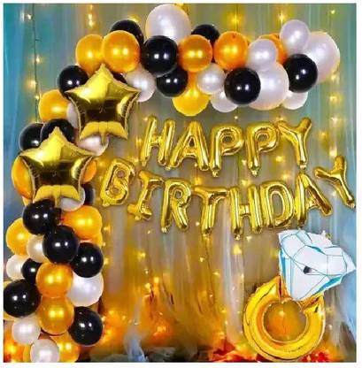 gorgeous moment Solid helium - Happy Birthday Decorations Gold Black Silver theme for Birthday/Party/welcome home/ Season's Party Decorations Balloon