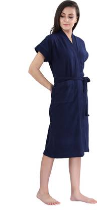 HotGown Plain Navy Blue Large Bath Robe