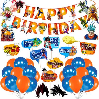 ZYOZI Set of 43 Pcs Dragon Ball Z Theme Birthday Party Supplies and Decorations for Party Decorations Balloon Banner Swirls Photobooth Props Set Anime Party Supplies for Kids and Boys