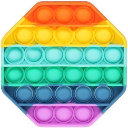 DIKUJI ENTERPRISE Pop It Fidget Toys,Push Pop Bubble Fidget Sensory Toy,Autism Special Needs Silicone Stress Relief Toy,Great Fidget Toy Sensory Toys Novelty Gifts for Girls Boys Kids Adults (Hexagon Rainbow) (Multicolor)