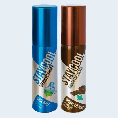 STAY COOL (1Mint +1Sweet Mint) Breath Freshener Spray Coolmint, Chocolatemint 40 mL Pack of 2 Spray