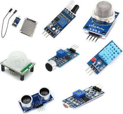 TRUSTECH W0-AUQW-KT78 Mini Sensor Kit With Pir, Ultrasonic Sensor, Ir Sensor, Ldr, Rain Sensor, Sound Sensor, Mq -2 Gas Sensor, Dht 11, Multi Electronic Components Electronic Hobby Kit