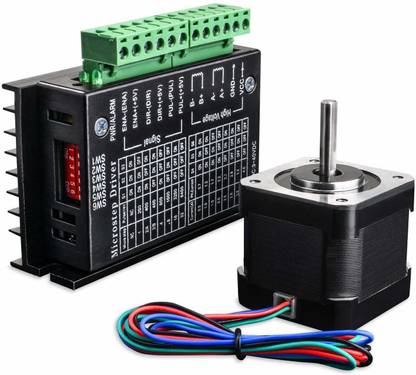 TRUSTECH Nema 17 Stepper Motor + TB6600 Stepper Motor Driver,Bipolar 1.7A/24V 38mm Body 4-Lead Stepper Motor & 32 Segments 4A 40V 57/86 Stepper Motor Driver for 3D Printer/CNC Electronic Components Electronic Hobby Kit