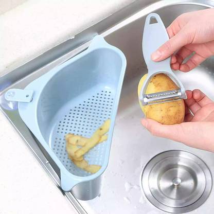 Honch Tringle Shape Sink Drainer Corner Basin Triangle Shape Sink Storage Rack Drain Shelf Corner Basin