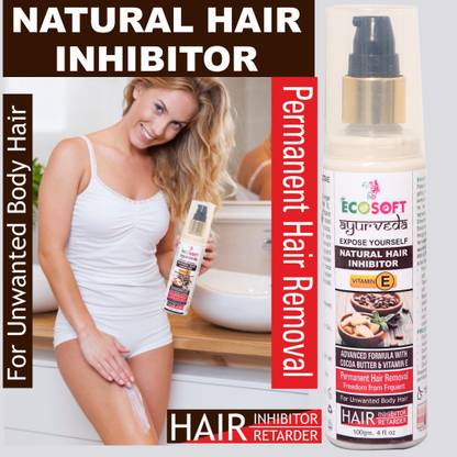 ECOSOFT AYURVEDA Permanent & Natural Hair Inhibitor Cream Lotion for Reduction of Unwanted Body and Facial Hair in Men and Women. Stop Hair Growth Inhibitor/Retarder. Freedom From Frequent. Advance Formula with Cocoa Butter & Vitamin-E. (PACK OF 1). Cream