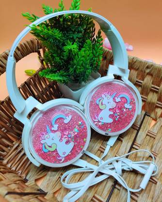 stylie modern Alternatives Unicorn Glitter Wired Headphones/ with Adjustable Headband Wired