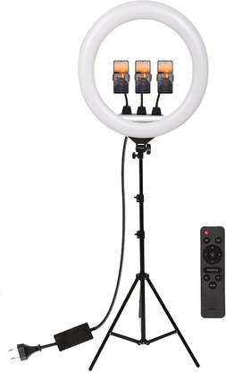 Alchiko Mobile Flash Accessory Combo for YQ-460B 18 Inch Ring Light With 2.1 Big Tripod Portable Smartphone to Capture Your Photo and Video with long 2.1 Stand for Live Streaming, LED Makeup, Video Conference, Online Classes