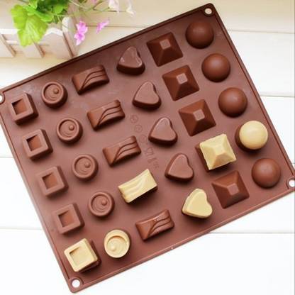 SQUARO ONLINE STORE Silicone Chocolate Mould Different Shape 30 IN 1 Chocolate Moulds DIY Cake Soap Ice Cream Candy Jelly moulds Multi Shape ( Round, Pyramid, Heart, Layer, Square, Round Dot ) Silicone Chocolate Mould 30