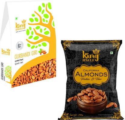 KING UNCLE Dry Fruits Combo Pack With Californian Almonds 250gm & Gurbandi Giri(Silver Class) 250gm - 500gm Almonds