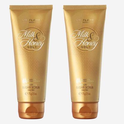 Oriflame MILK & HONEY GOLD Smoothing Sugar Scrub Small Pack 75g (Pack of 2) Scrub