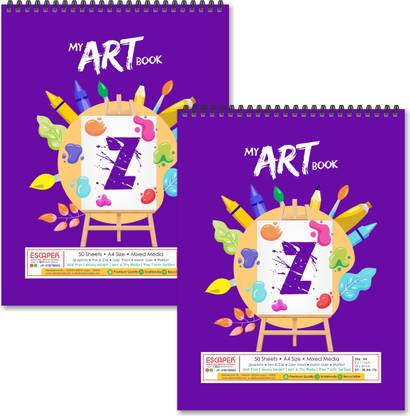 ESCAPER Z letter Sketch Books A4 Size (50 Sheets - Pack of 2 Units) | Z initial Sketch Pads | Z alphabet Drawing Books Sketch Pad