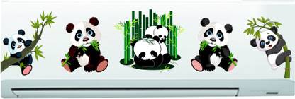 DivineDesigns 23 cm Green Black Panda AC Sticker Self Adhesive Sticker