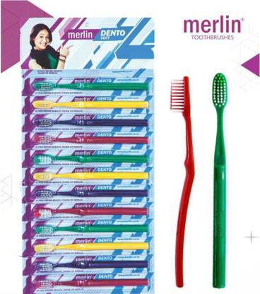 MERLIN DENTIFRICES MERLIN DENTO SOFT TOOTHBRUSHES, Pack of 12 Soft Toothbrush