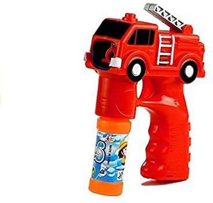 StarsOne Fire Truck Bubble Shooter Gun with Light and Sound - 2 Bubble Gun Solution Included Toy Bubble Maker