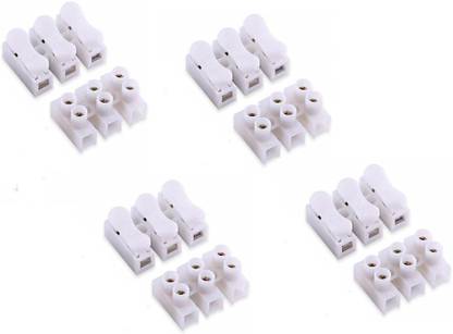 RPI SHOP 3 Way Quick Push Type Lock Electric Wire Connectors & 3 way Terminal Strip Screw Terminal Barrier Block, 3 Position, Insulated Electrical Wire Terminal Connector Each 5 Pcs Pack of 10 Pcs (White) Terminal Block Wire Connector