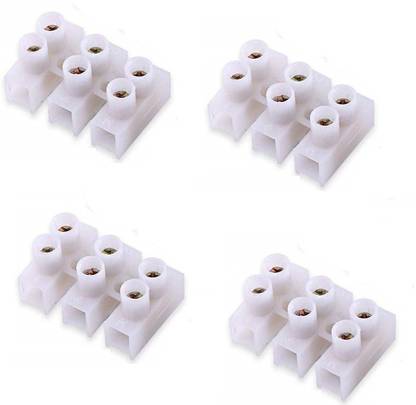 RPI SHOP - 3 Way Terminal Strip Screw Terminal Barrier Block, 3 Position Dual Row Type H Wire Connector, Insulated Electrical Wire Terminal Connector Pack of 10 Pcs (White) terminal Block Wire Connector