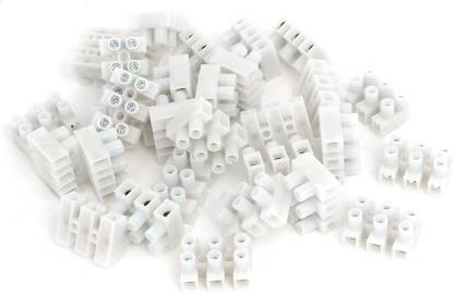 RPI SHOP - 3 Way Terminal Strip Screw Terminal Barrier Block, 3 Position Dual Row Type H Wire Connector, Insulated Electrical Wire Terminal Connector Pack of 90 Pcs (White) terminal Block Wire Connector