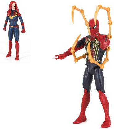 Cairwi Creation 6-Inch Captain Action Girl & Spiderman Avengers Action Figure Toy Set Super Hero