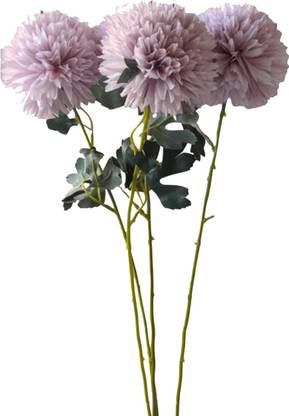 desired designs Art Flowers Single Head Branch Thorn Ball Imitation Fake Multi-Flowers, Small Pom-pom Artificial Chrysanthemum Flower for Decoration (Pack of 6) Desired Designs Purple Chrysanthemum Artificial Flower