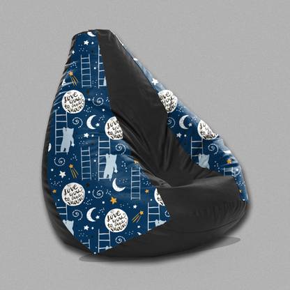 SPACEX XXXL Fusion Dual Theme Printed Bean Bag Teardrop Bean Bag  With Bean Filling