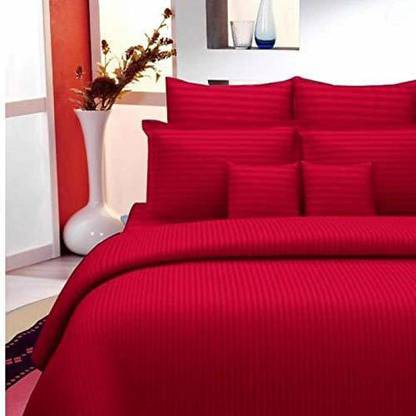 MAYSHA CREATIONS 240 TC Cotton Queen Striped Fitted (Elastic) Bedsheet