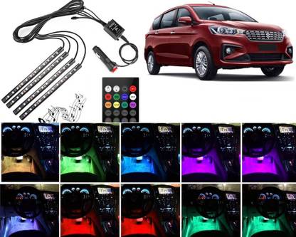 Selifaur 4 pieces 48 LED DC 12V Multicolour Car Strip Atmosphere Lamp Music Light For Ertiga 2019 Car Fancy Lights