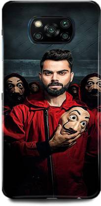 DIKRO Back Cover for POCO X3 Pro, MONEY, HEIST, MASK, VIRAT, KOHLI, INDIAN, PLAYER,