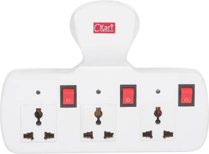 Ckart 3+3 Multiplug with Switch, Indicator & Fuse Three Pin Plug