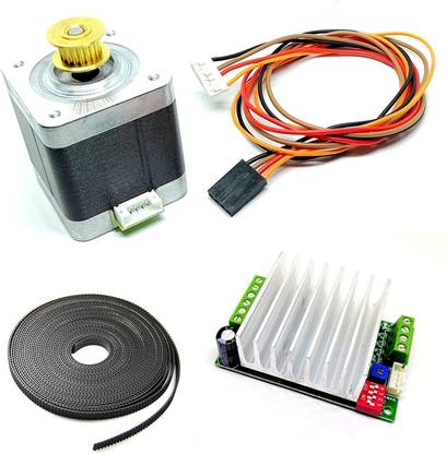 INVENTO 1Pcs Nema 17 5 Kg-cm Bipolar Stepper Motor with inbuilt 20 teeth GT2 Pulley + TB6600 Driver + 2mtr GT2 Belt Automotive Electronic Hobby Kit