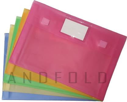 ANDFOLD Poly-Plastic A4 Document File Storage with VELCRO Open, Set of 5, Envelope, Certificates File Folder