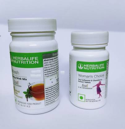 Herbalife Nutrition ENERGY DRINK MIX AFRESH TULSI (50g)+ WOMEN CHOICE (30 TABLET PACK OF 1 ) Plant-Based Protein