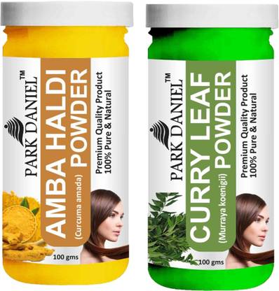 PARK DANIEL Pure & Natural Amba Haldi Powder & Curry Leaf Powder Combo Pack of 2 Bottles of 100 gm (200 gm )