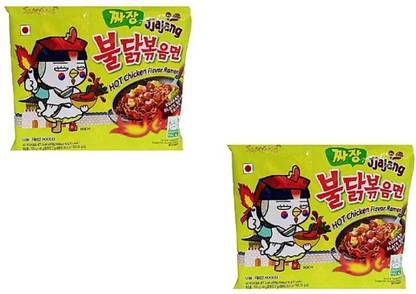 Samyang Hot Chicken Ramen Noodles Jjajang-140 X2 Instant Noodles Non-vegetarian