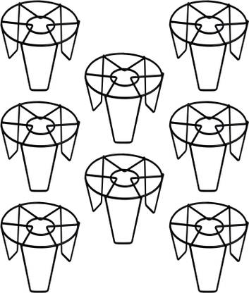 V Trisha Creative Iron Flower Pot Stand Indoor/Outdoor Planter Stand/Round Pot Stand For Home Garden Balcony Living Room (Black-Set of 8) Plant Container Set