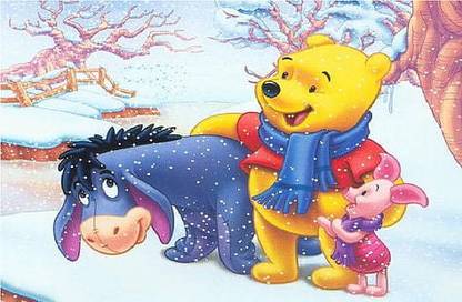 Eeyore Piglet Winnie The Pooh Winter Matte Finish Poster Paper Print