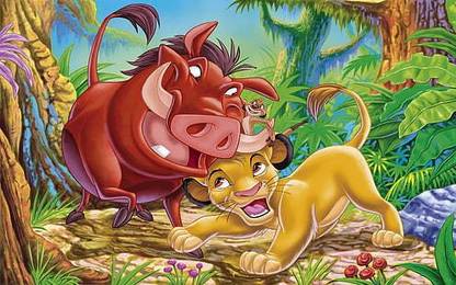 Simba Timon And Pumbaa Cartoon The Lion King Matte Finish Poster Paper Print