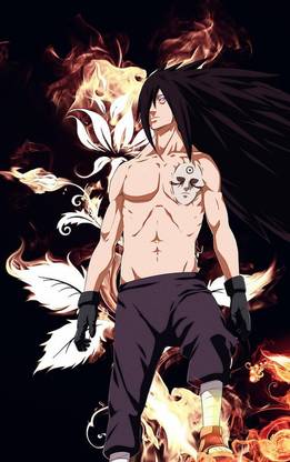 Naruto Shippuuden Uchiha Madara Shirtless Long Hair Matte Finish Poster Paper Print