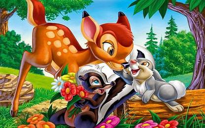 Bambi Thumper And Flower Cartoons Character From Disney Matte Finish Poster Paper Print