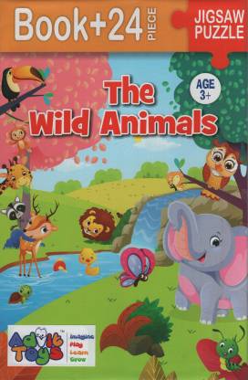 advit toys The Wild Animals - Book + 24 Piece of Puzzle