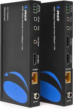 OREI HDMI Extender HDBaseT UltraHD Over Single CAT5/CAT6 Cable 4K @ 60Hz with HDR & IR Control - Up to 130 Ft - Zero Latency - Power Over Cable (EX-115UHD-K) Media Streaming Device