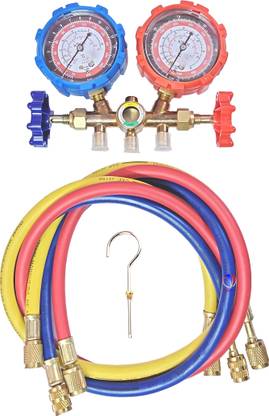 Mass Pro Analog Tire Pressure Gauge 1Set Manifold Gauge and Refrigerant Testing Charging Evacuation Set for Air Condition Tool Refrigeration