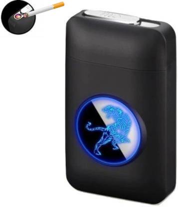 ZVR 2 in 1 LED Cigarette Carry Case + Flameless USB Lighter | USB Electronic Flameless Cigarette Lighter Cum Storage Box for 19 Cigarettes | USB Rechargeable LED Designer Case with Windproof USB Cigarette Lighter 2 in 1 LED Cigarette Carry Case + Flameless USB Lighter Cigarette Lighter