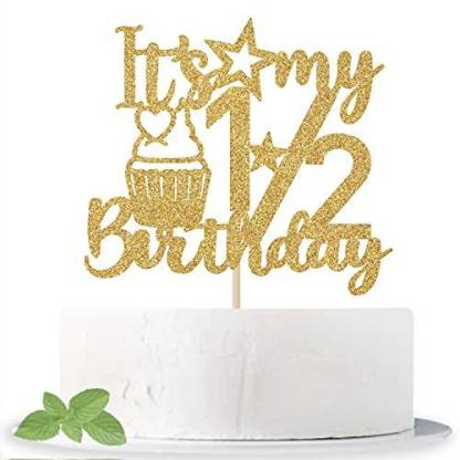 2nd Birthday Two Stars Glitter Card Cake Topper