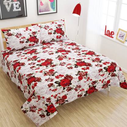 Flipkart SmartBuy Microfiber Double Flat 140 TC Floral Bedsheet