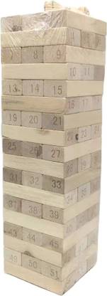 WudCraft Wooden Jenga Blocks set - Wooden building block/brick, Tower building game for kids and Adults - Non-Toxic (Eco-Friendly) Toy of 54 Blocks