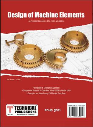 Design of Machine elements for GTU 18 Course (VII - Mechanical - 3171917)