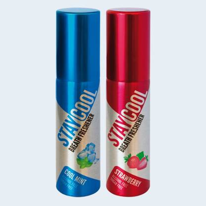 STAY COOL (1 Mint,1 Fruit) Breath Freshener Coolmint, Strawberry 40 mL Pack of 2 Spray