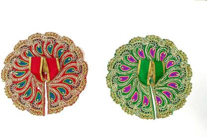 DURGA HOSIERY LADOO GOPAL JANMASHTMI SPECIAL MOR STYLE HEAVY STONES DRESS FOR 4 or 5 NO PACK OF 2 Dress